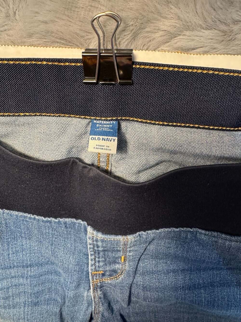 Old Navy Maternity Skinny Size 16 Short Low Panel Jeans Blue Distressed